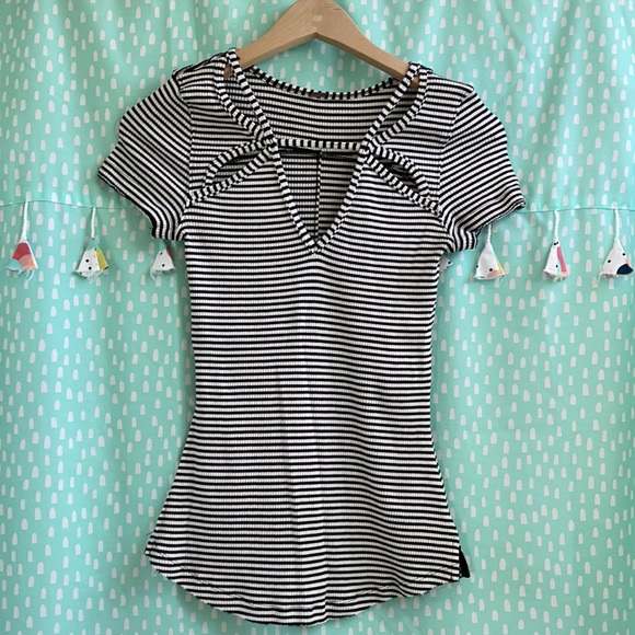 Free People Tops - Free People ~ Stripped Ribbed Tee ~